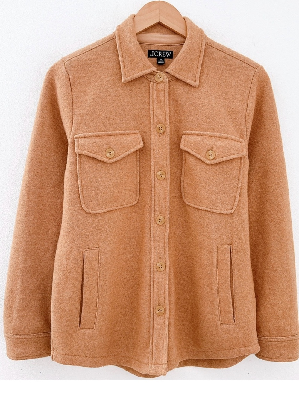 J Crew Wool Jacket Shacket Camel Button-Front Preppy Utility Cabincore XS